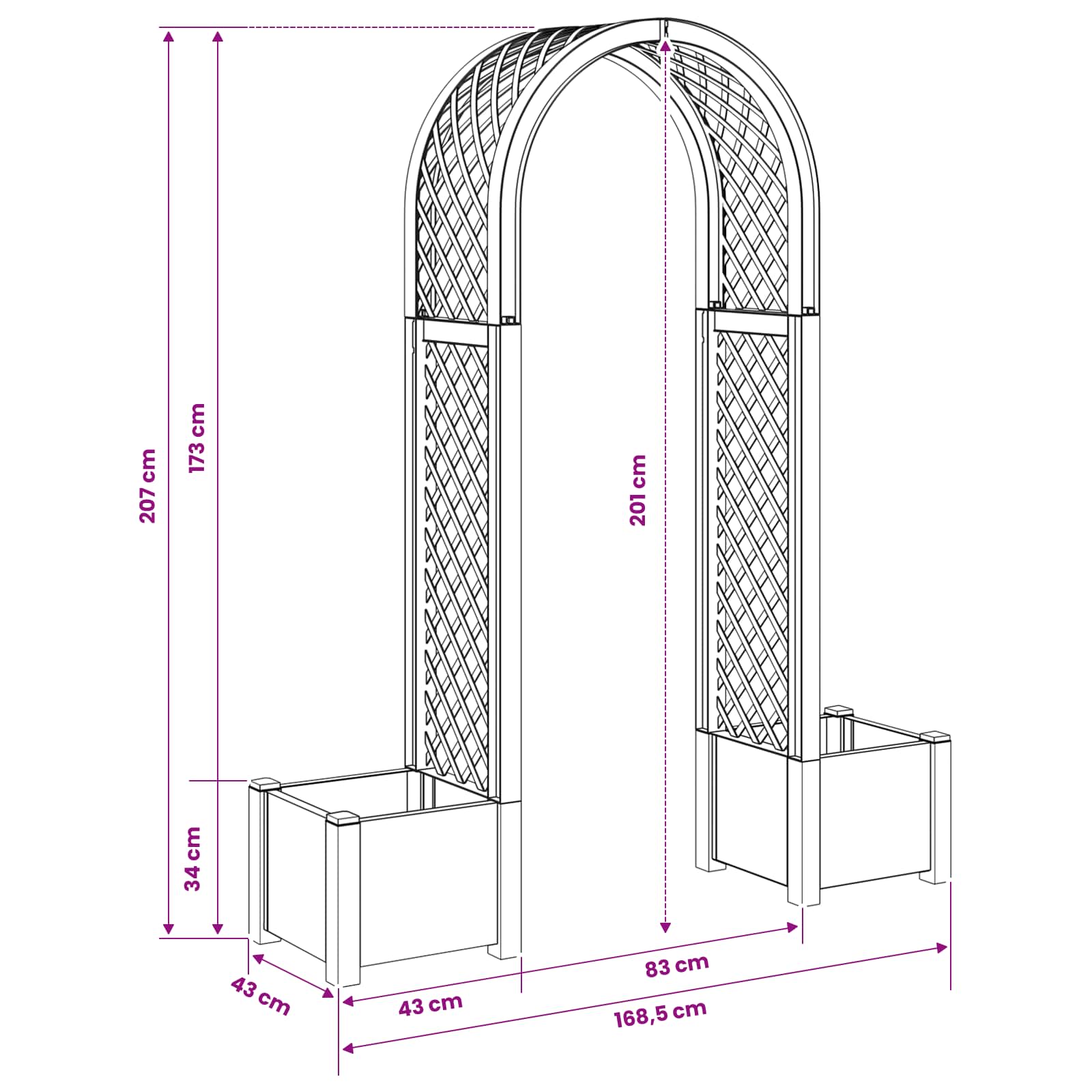 Arco de Rosas con Plantador Blanco 168,5 x 43 x 207 cm PP