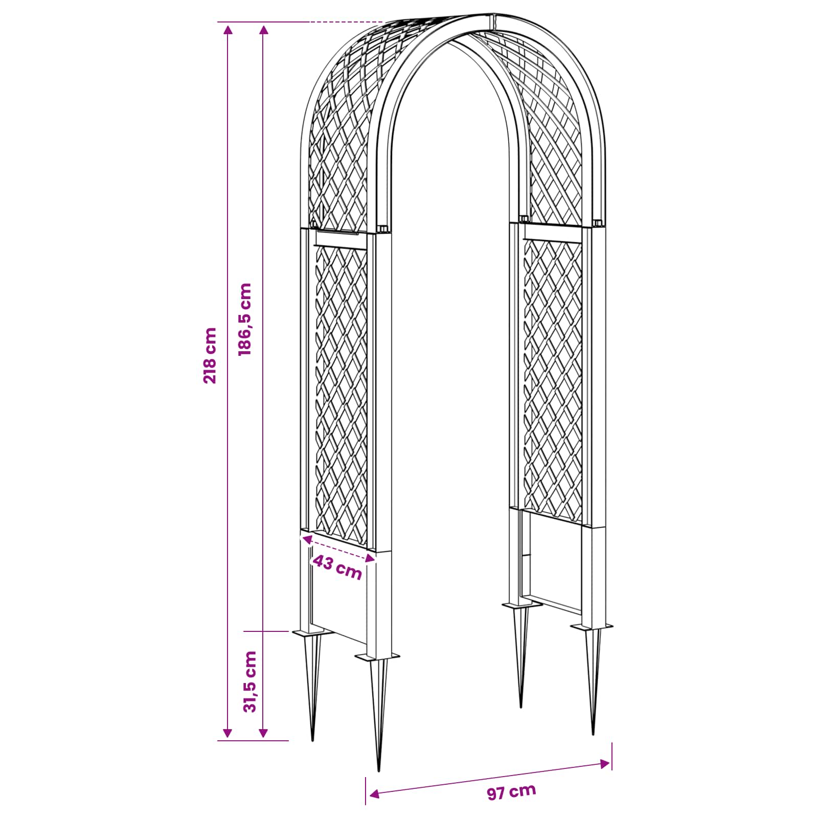 Arco de Rosas con Picos Blanco 97 x 43 x 218 cm PP