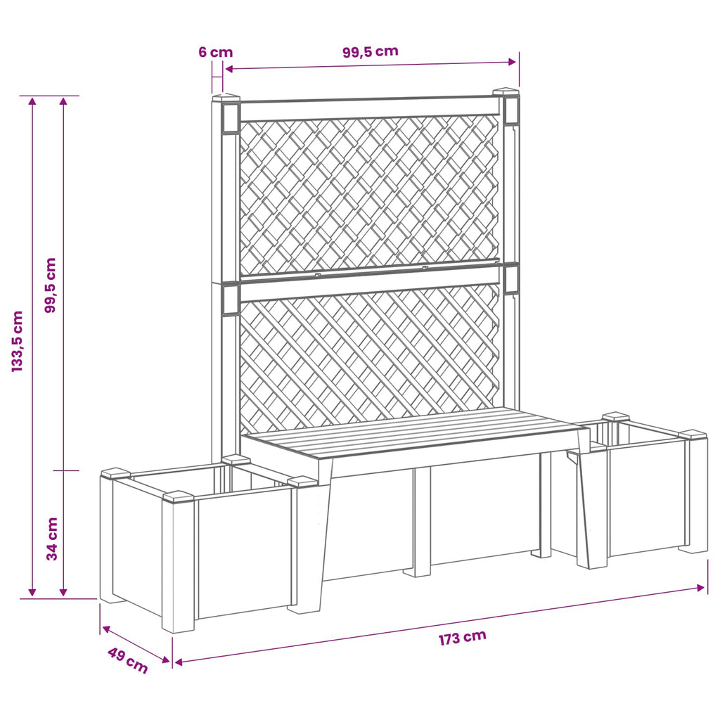 Banco de Jardín Kopenhagen Blanco 173 x 49 x 135,5 cm PP