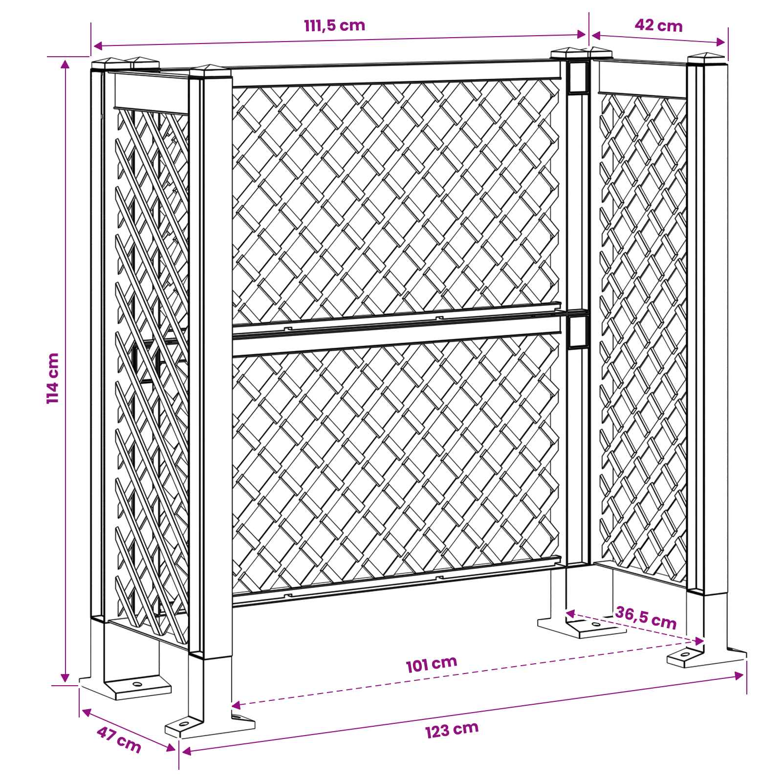 Enrejado de cubo de basura Gris antracita 123 x 47 x 114 cm PP