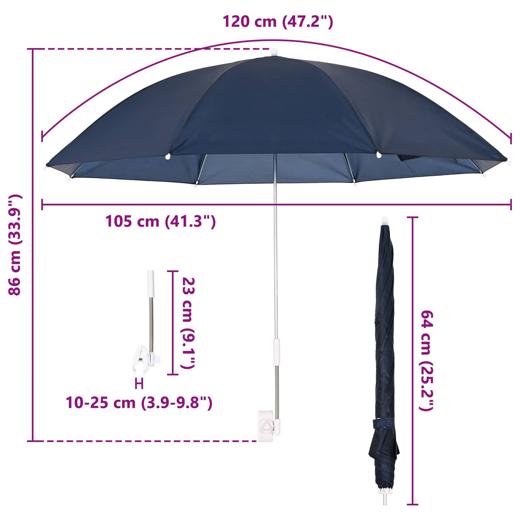 Guarda-chuva com braçadeira 2 unidades Azul-marinho Ø 105 x 86 cm