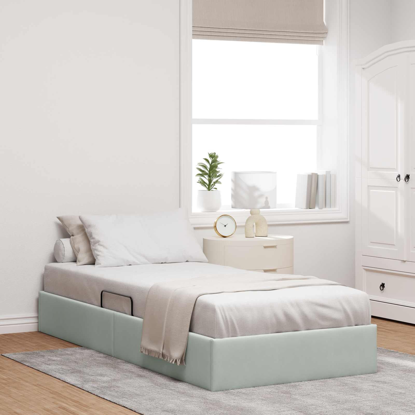 Estrutura de Cama Otomana Azul Escuro 100 x 200 cm Veludo