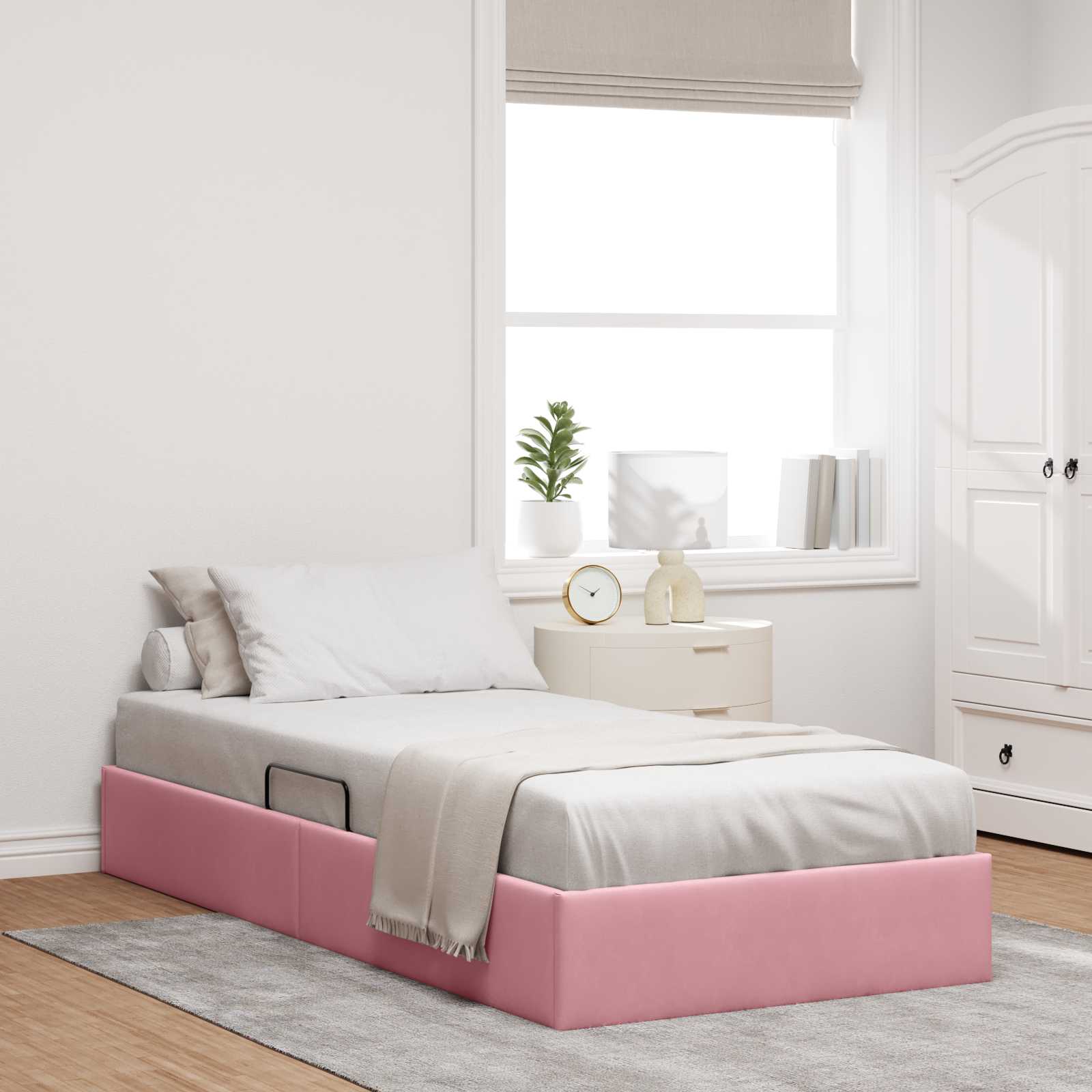 Estrutura de Cama Otomana Azul Escuro 100 x 200 cm Veludo