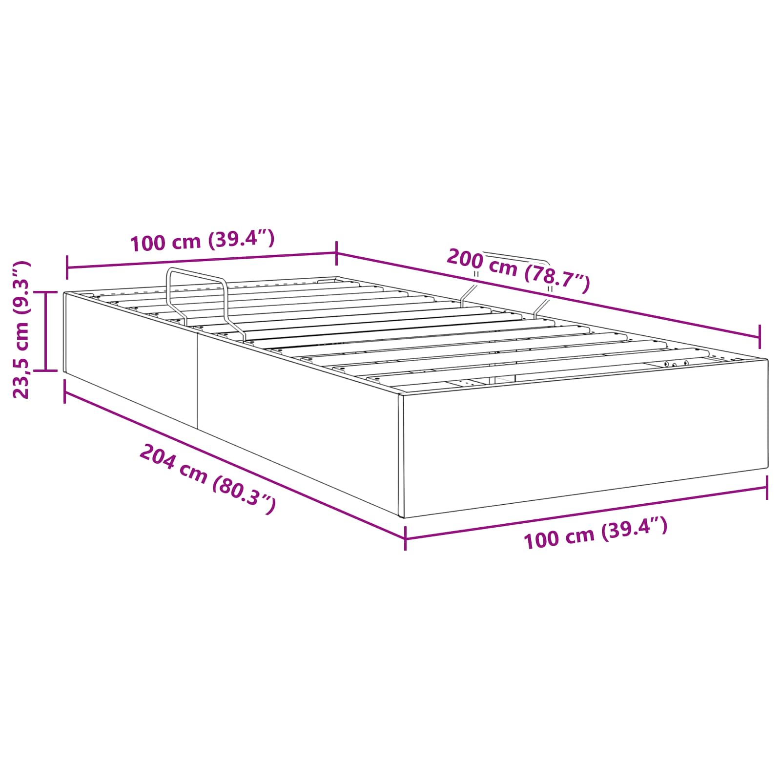 Estructura de Cama Ottoman Azul Oscuro 100 x 200 cm Terciopelo