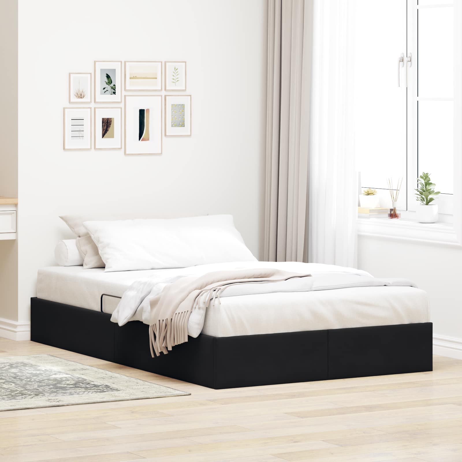 Estrutura de Cama Otomana Azul Escuro 100 x 200 cm Veludo