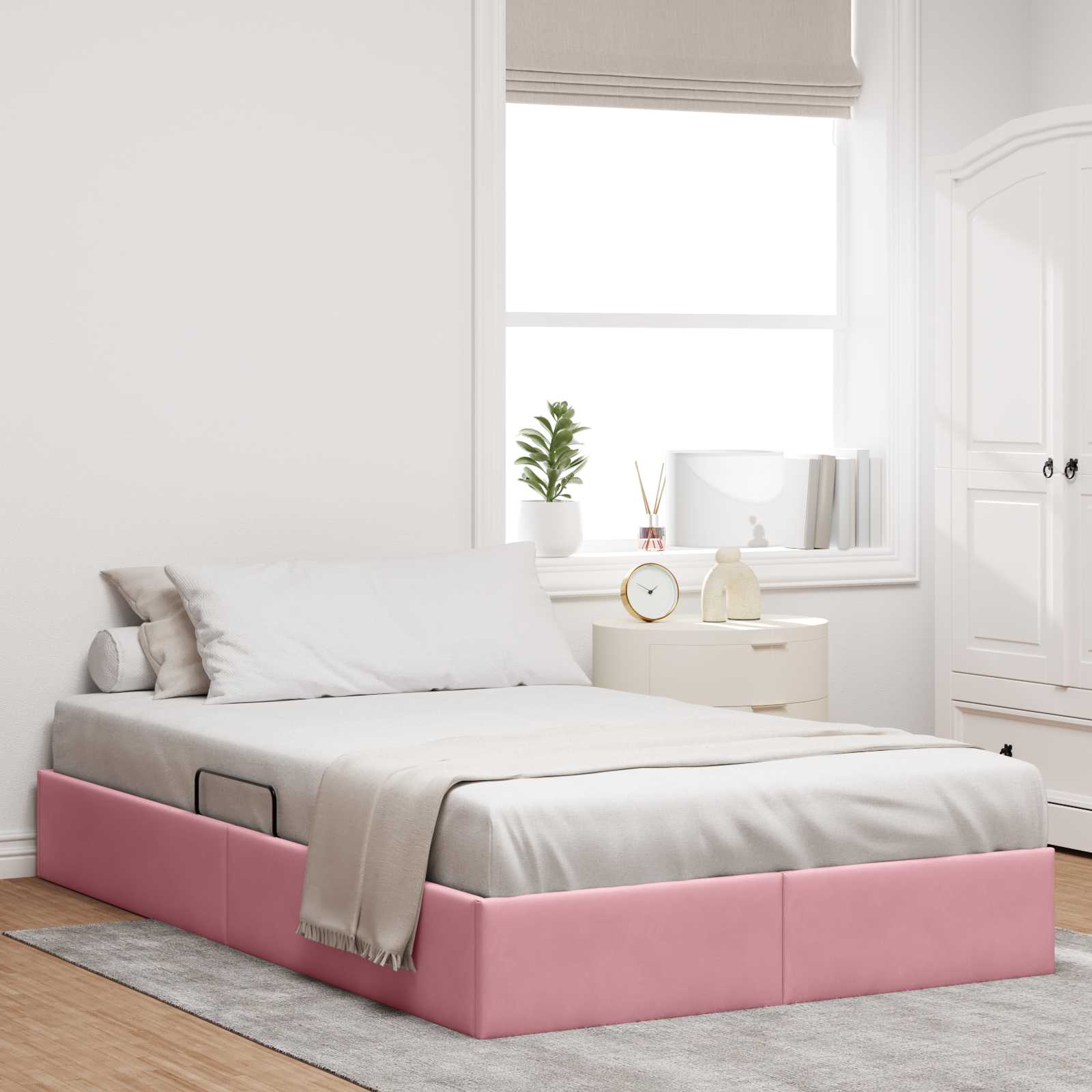 Estrutura de Cama Otomana Azul Escuro 100 x 200 cm Veludo