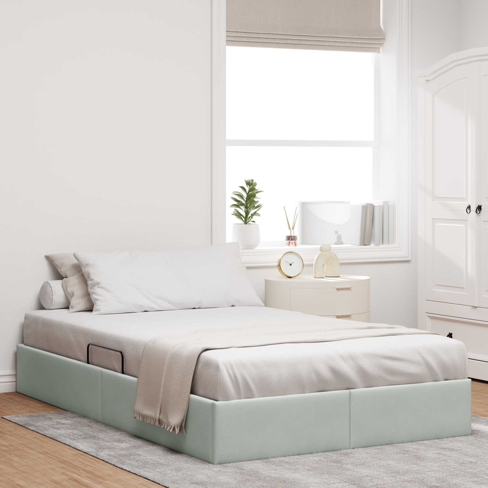 Estrutura de Cama Otomana Azul Escuro 100 x 200 cm Veludo