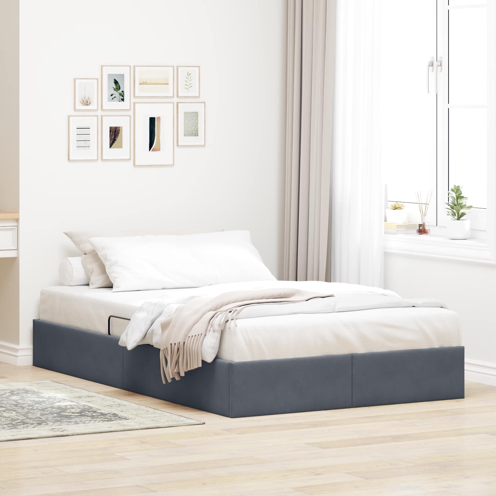 Estrutura de Cama Otomana Azul Escuro 100 x 200 cm Veludo