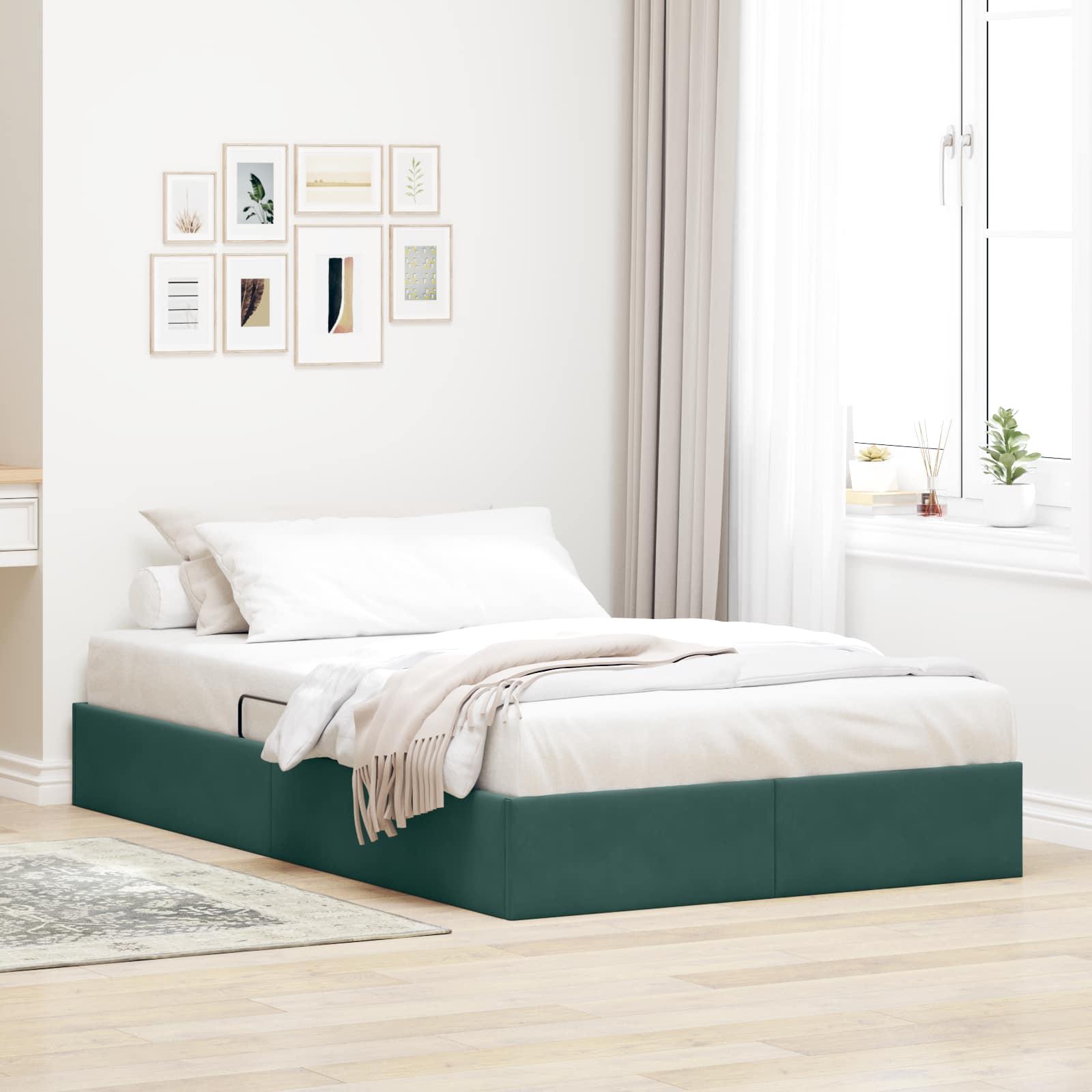 Estrutura de Cama Otomana Azul Escuro 100 x 200 cm Veludo