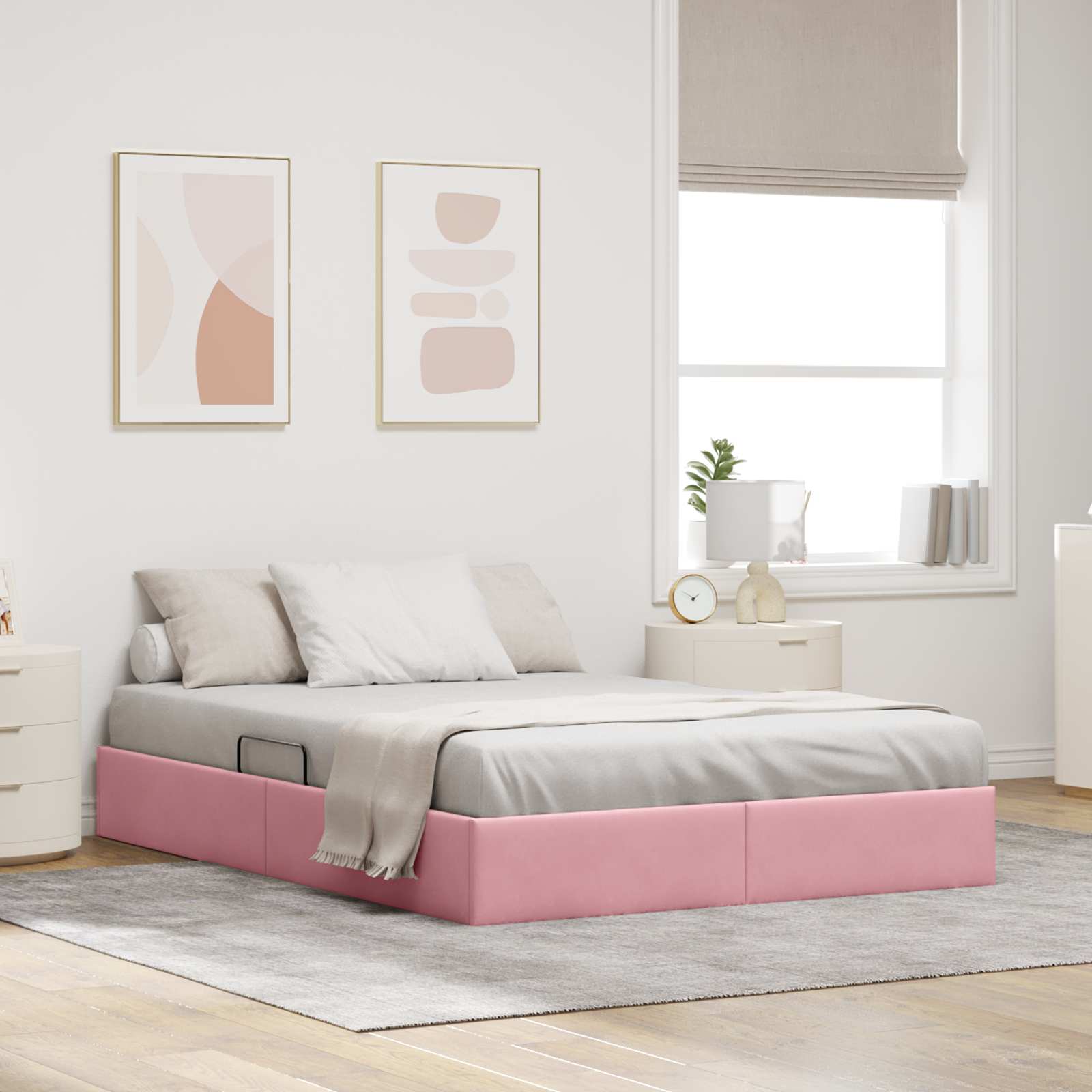 Estrutura de Cama Otomana Azul Escuro 100 x 200 cm Veludo