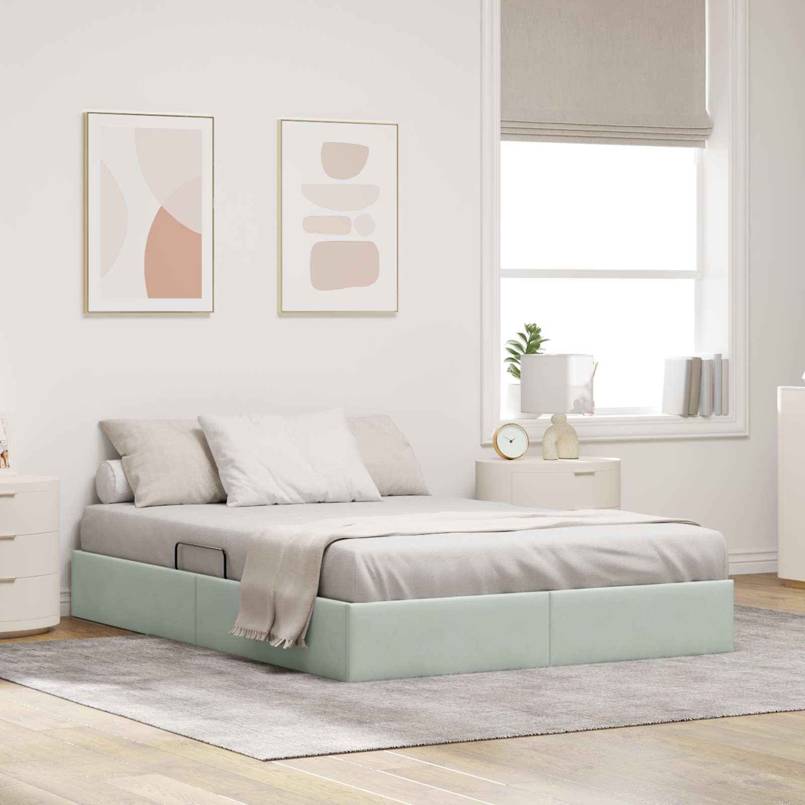 Estrutura de Cama Otomana Azul Escuro 100 x 200 cm Veludo