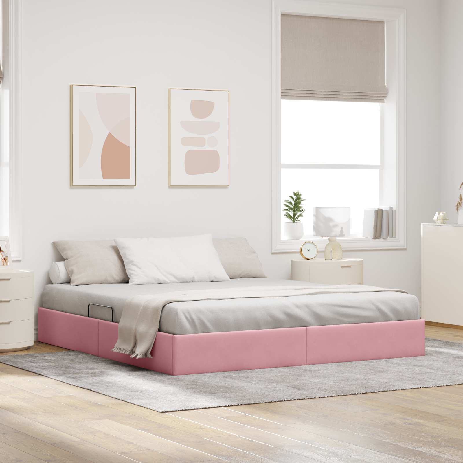 Estrutura de Cama Otomana Azul Escuro 100 x 200 cm Veludo