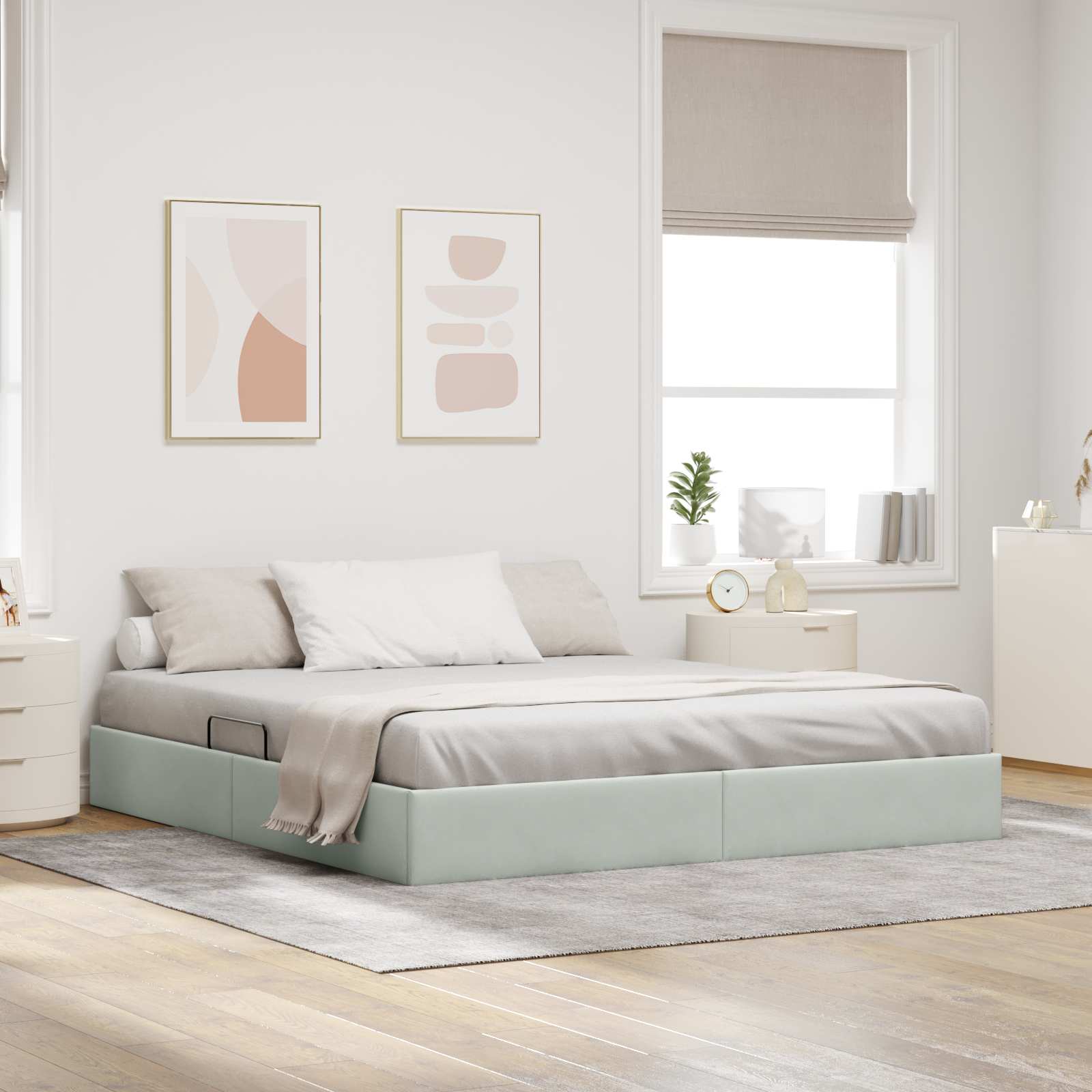 Estrutura de Cama Otomana Azul Escuro 100 x 200 cm Veludo