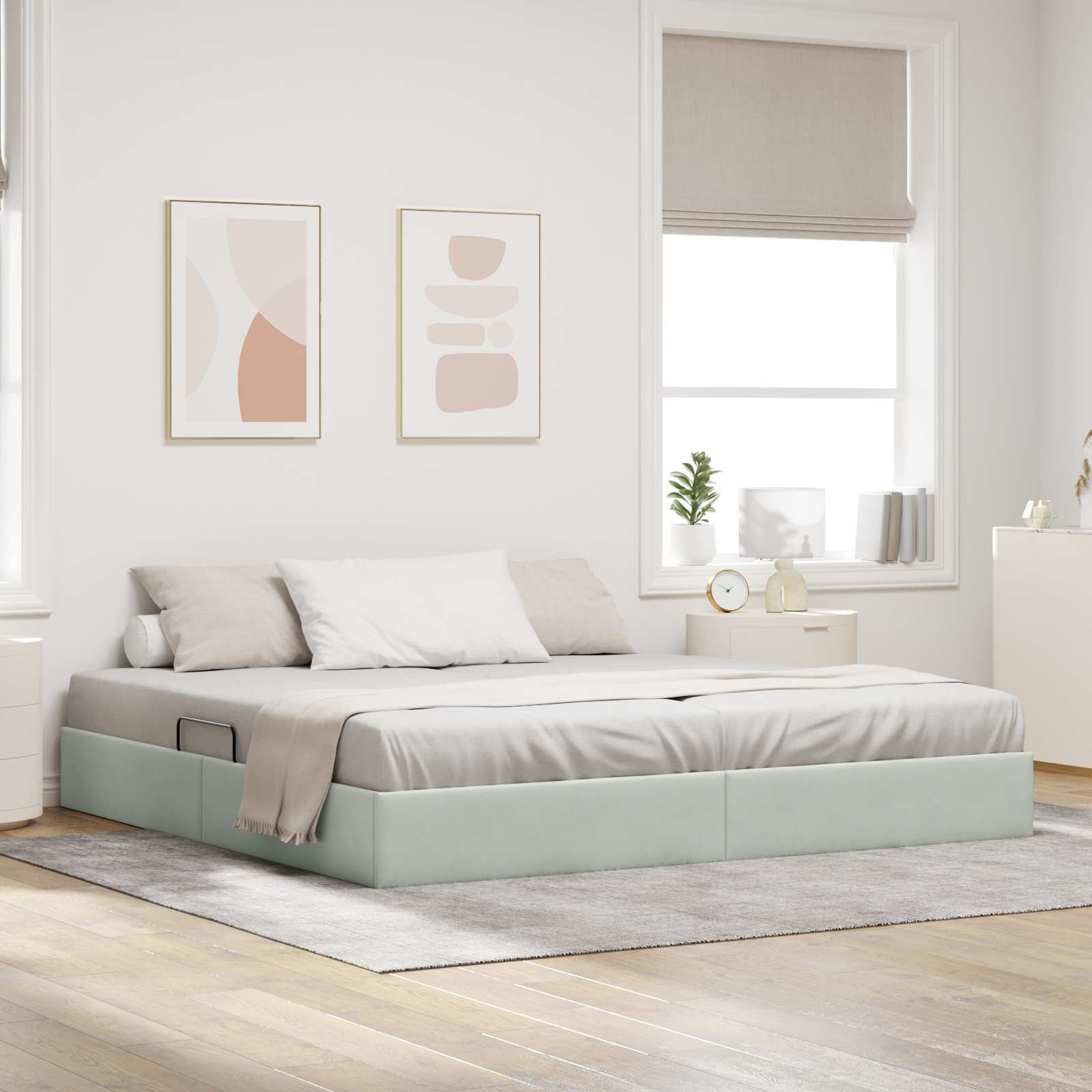 Estrutura de Cama Otomana Azul Escuro 100 x 200 cm Veludo