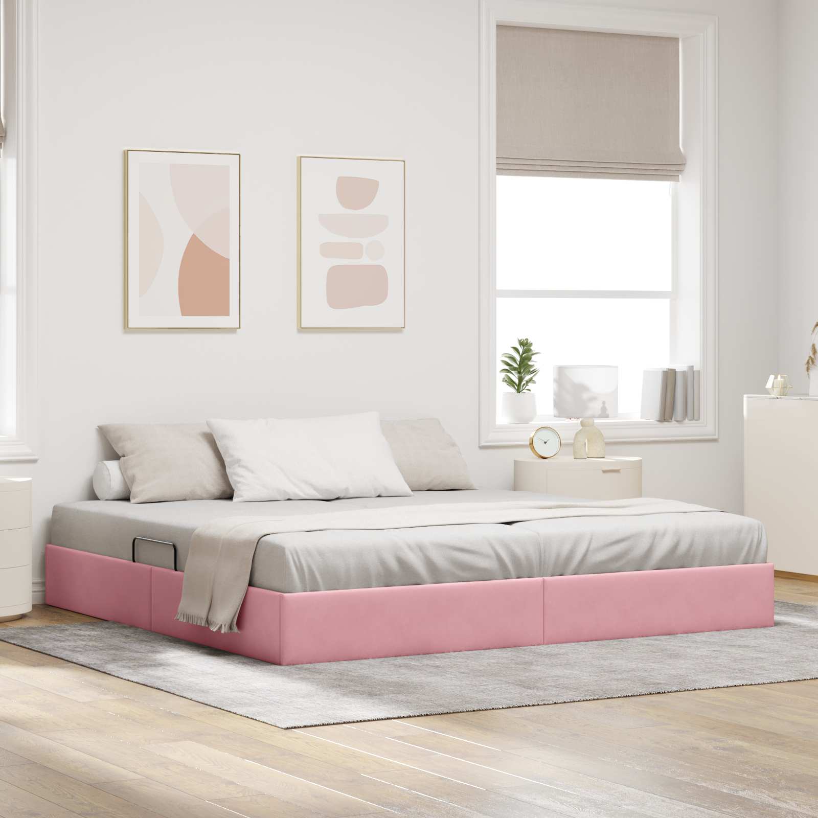 Estrutura de Cama Otomana Azul Escuro 100 x 200 cm Veludo