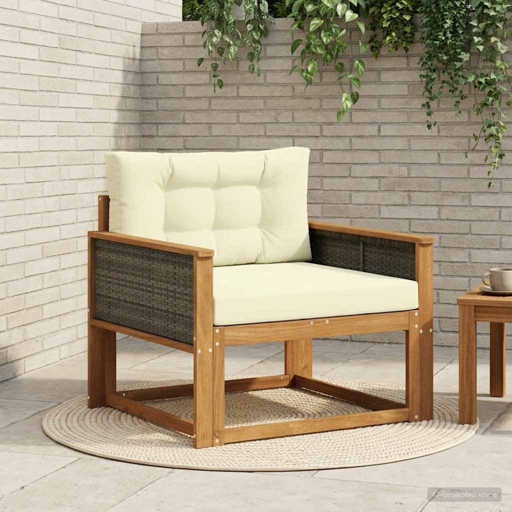 Sofá intermedio de exterior Madera de Acacia Sólida Blanco