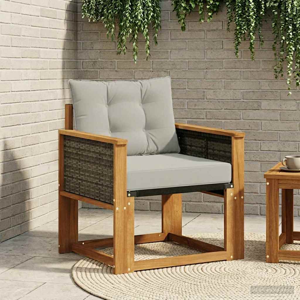 Sofá de exterior Madera de Acacia Sólida Blanco y beige