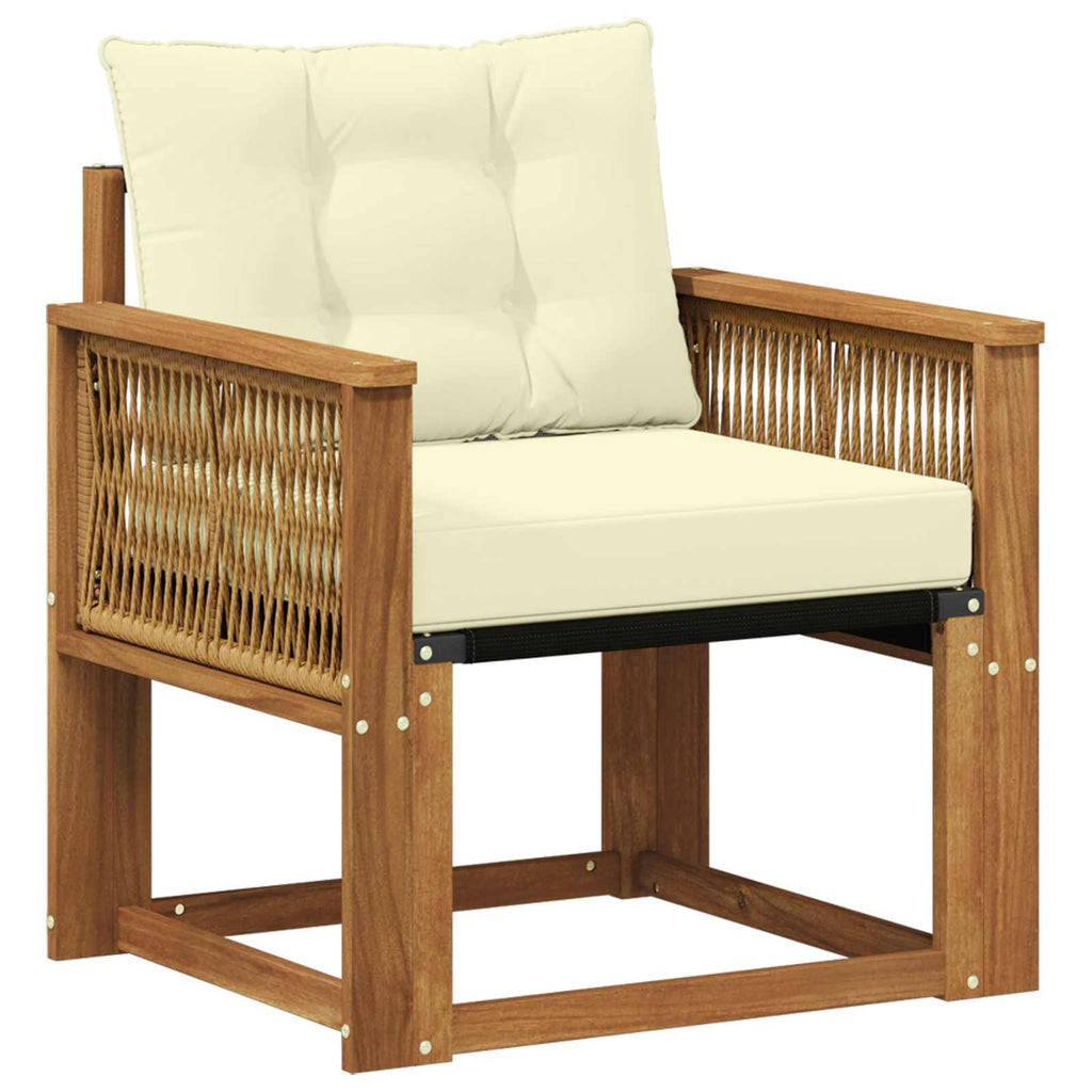 Sofá intermedio de exterior Madera maciza de acacia y textileno