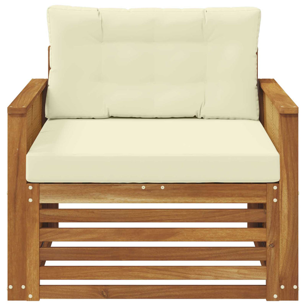 Sofá de exterior Madera de Acacia Sólida Natural y Crema