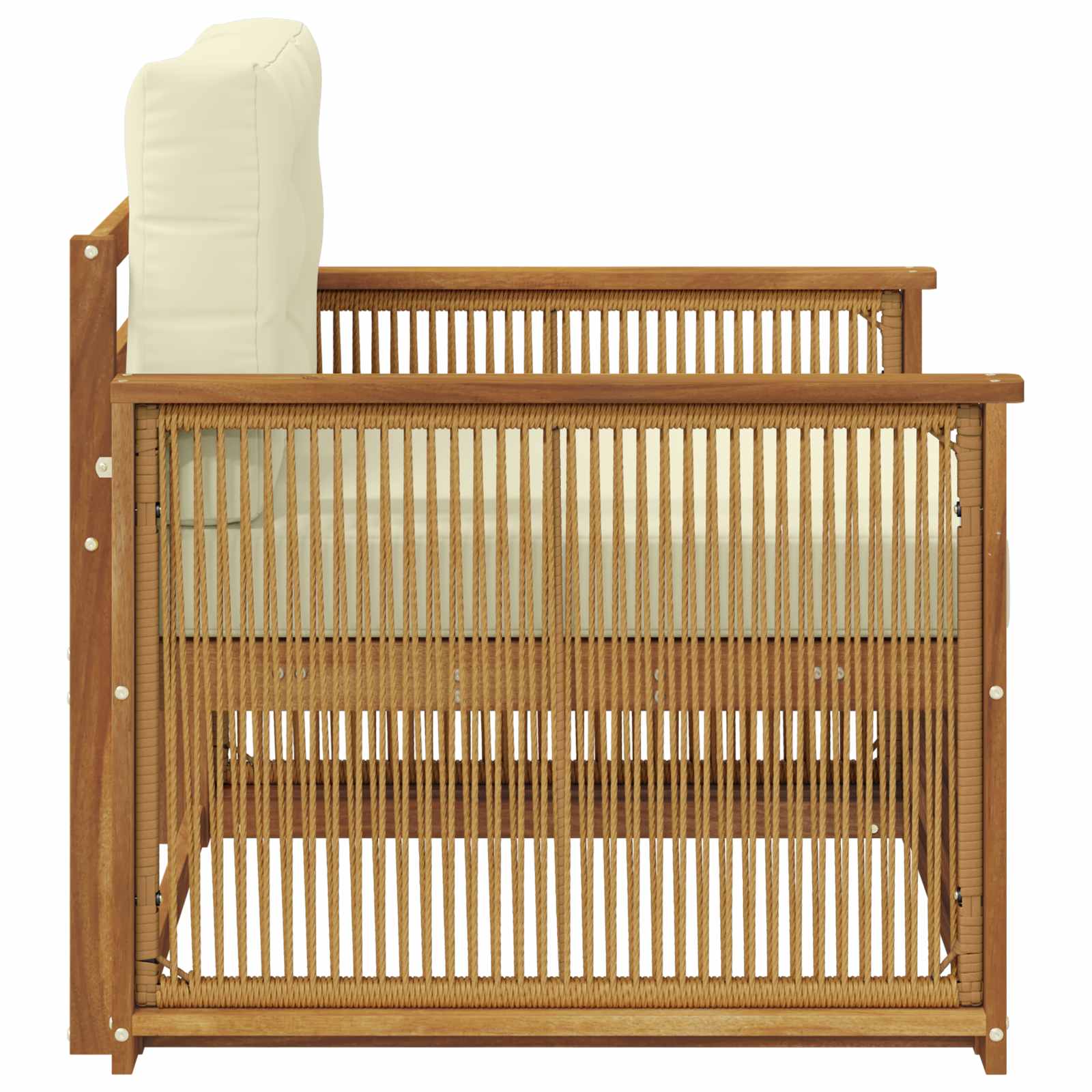 Sofá de exterior Madera de Acacia Sólida Natural y Crema