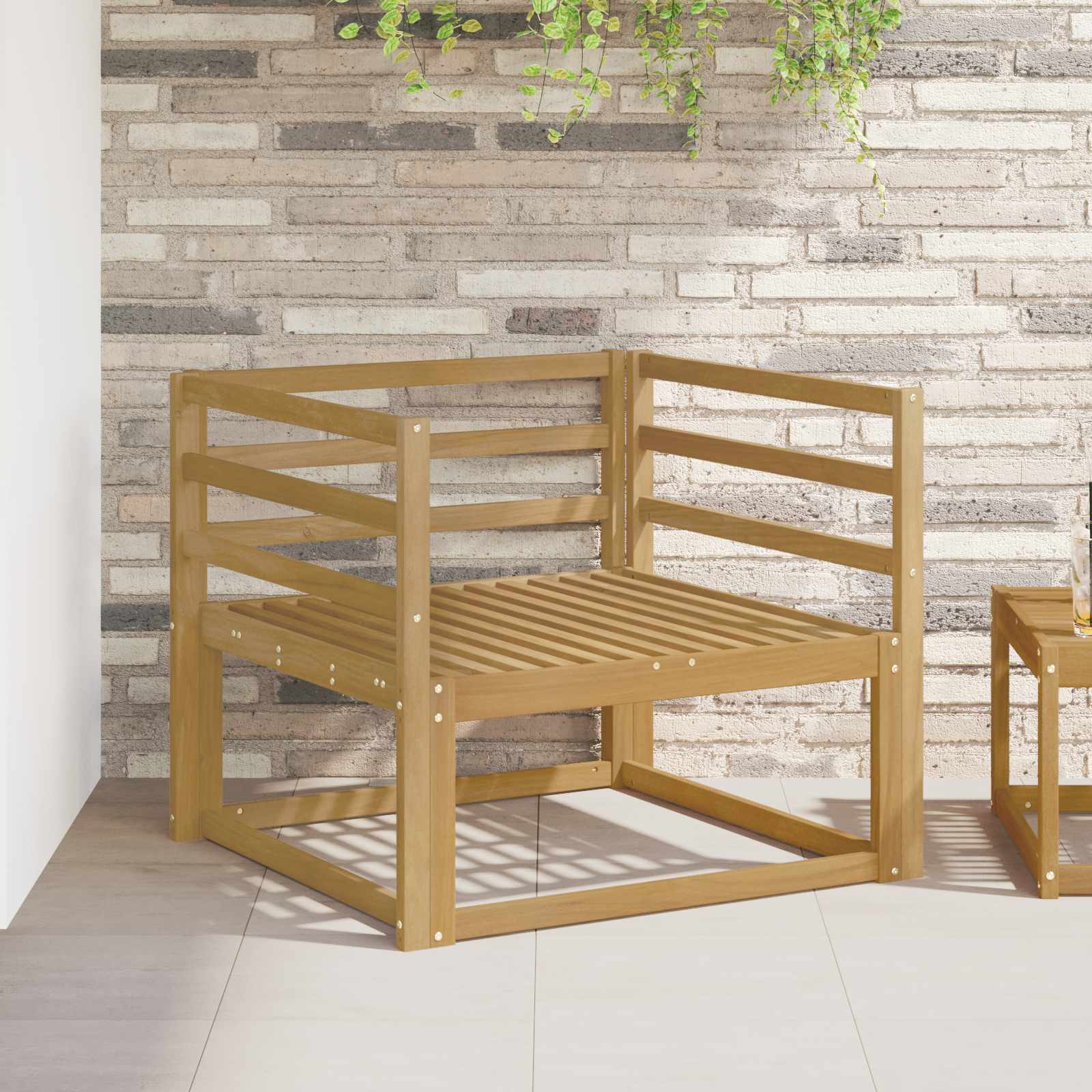 Sofá intermedio de exterior Madera de Acacia Sólida Blanco