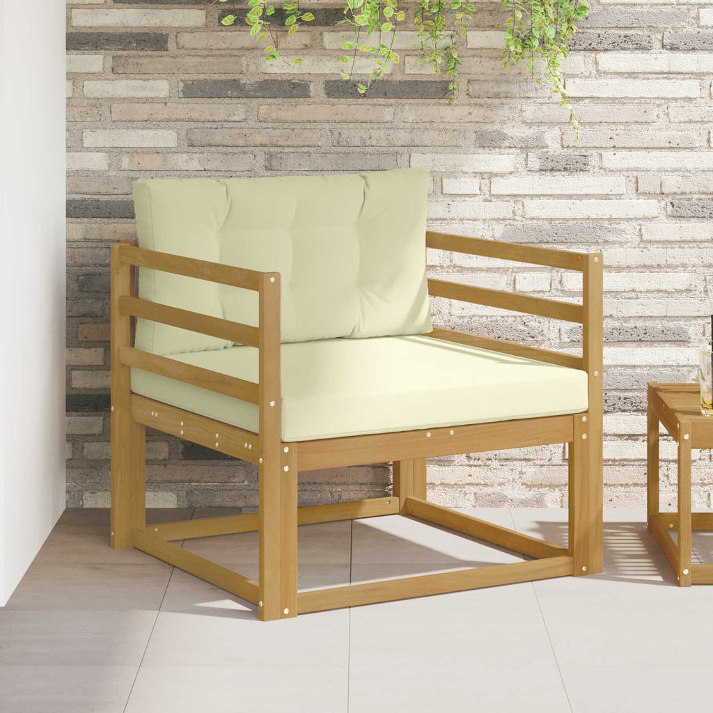 Sofá intermedio de exterior Madera de Acacia Sólida Blanco