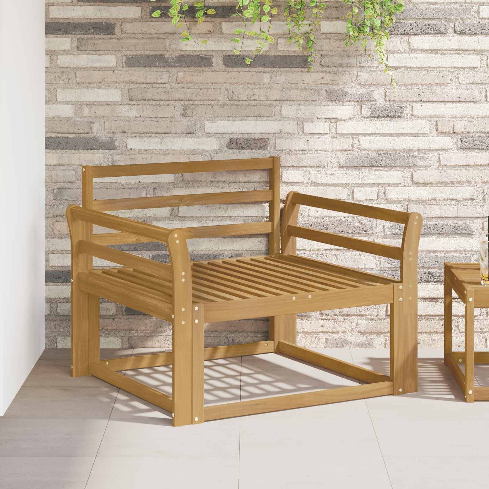 Sofá intermedio de exterior Madera de Acacia Sólida Blanco