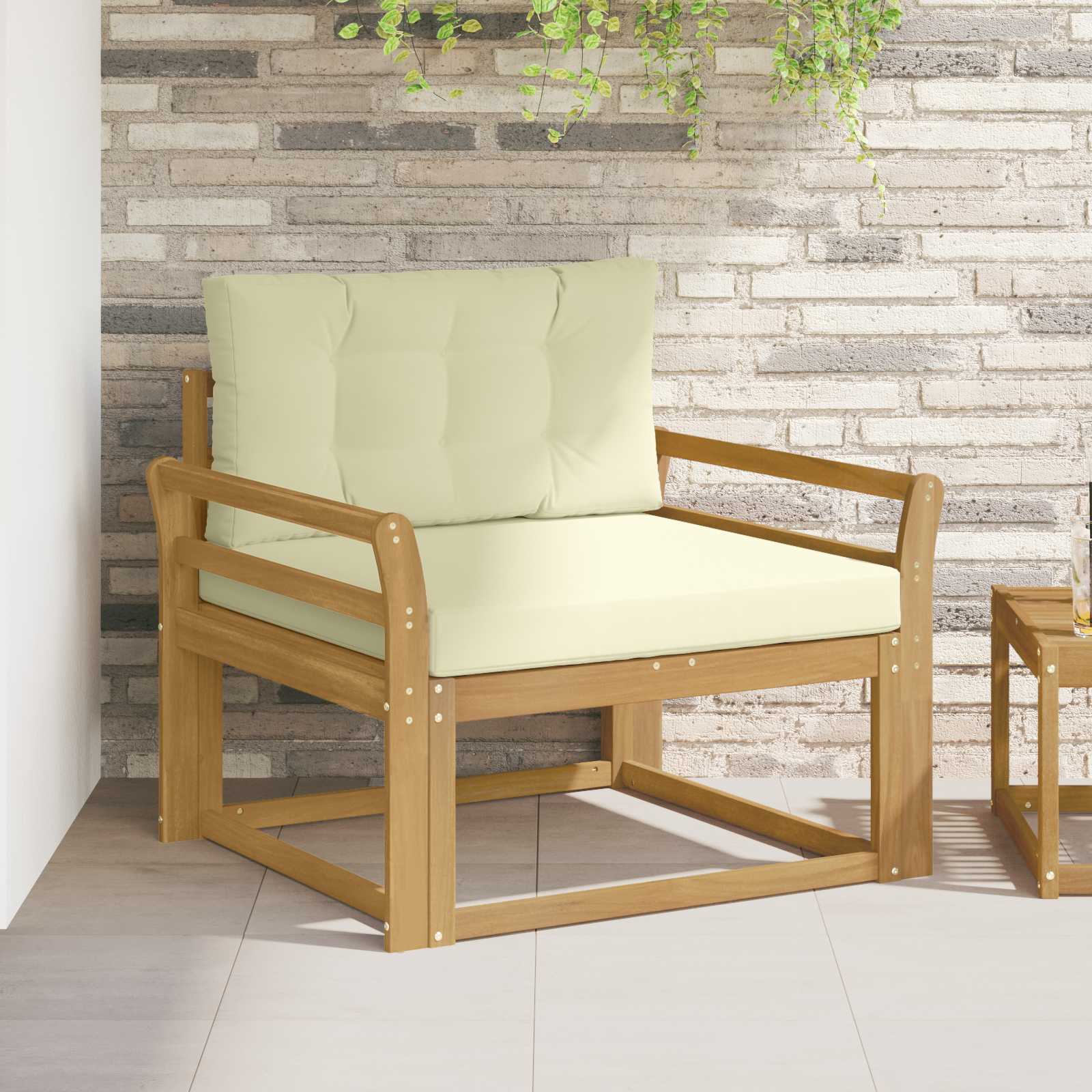 Sofá intermedio de exterior Madera de Acacia Sólida Blanco