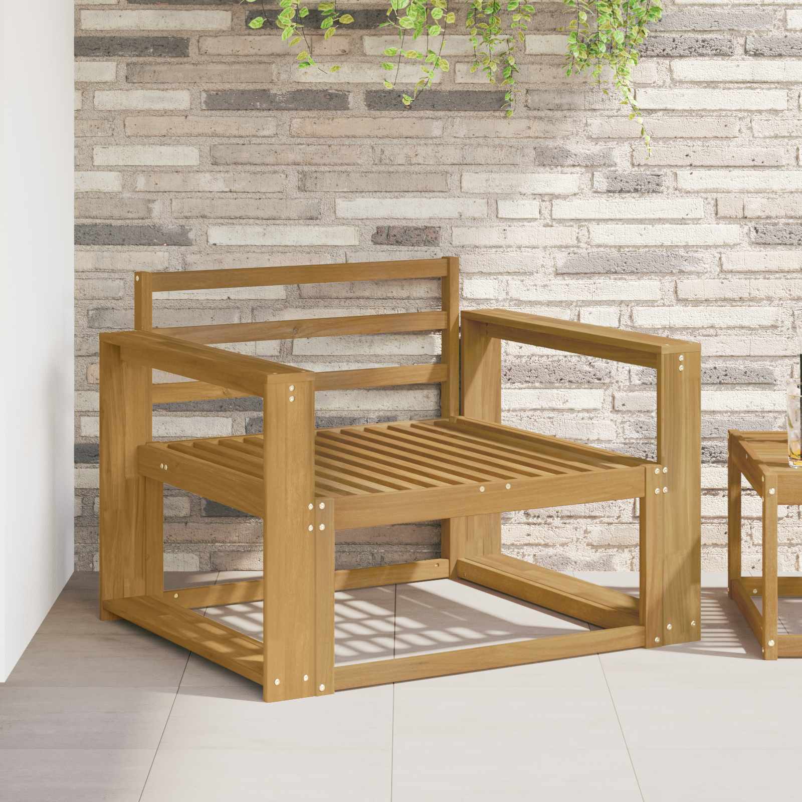 Sofá intermedio de exterior Madera de Acacia Sólida Blanco