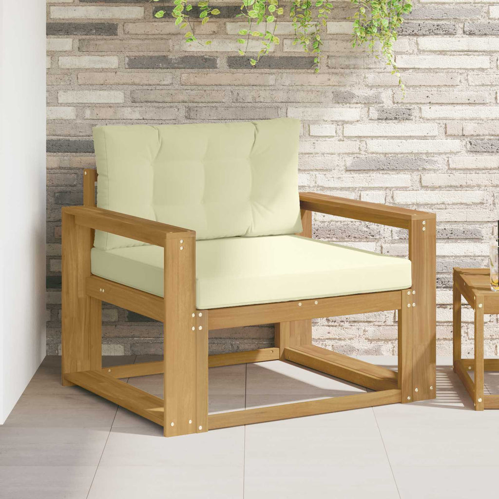 Sofá intermedio de exterior Madera de Acacia Sólida Blanco