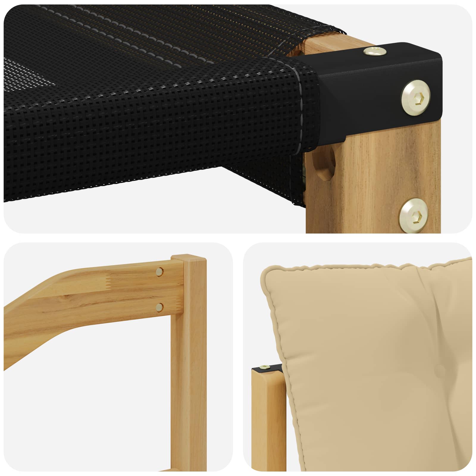 Sofá de exterior Madera de Acacia Sólida Blanco y beige