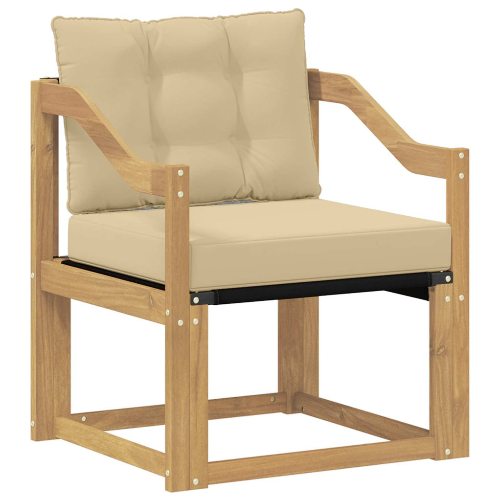 Sofá de exterior Madera de Acacia Sólida Blanco y beige