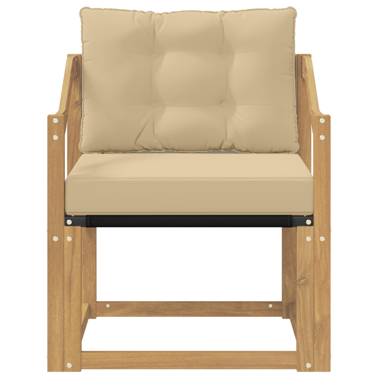 Sofá de exterior Madera de Acacia Sólida Blanco y beige