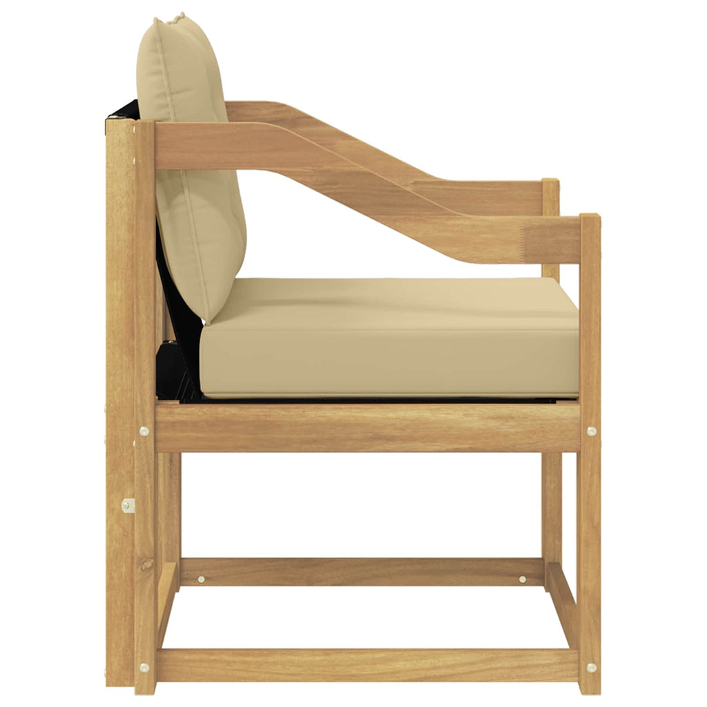 Sofá de exterior Madera de Acacia Sólida Blanco y beige