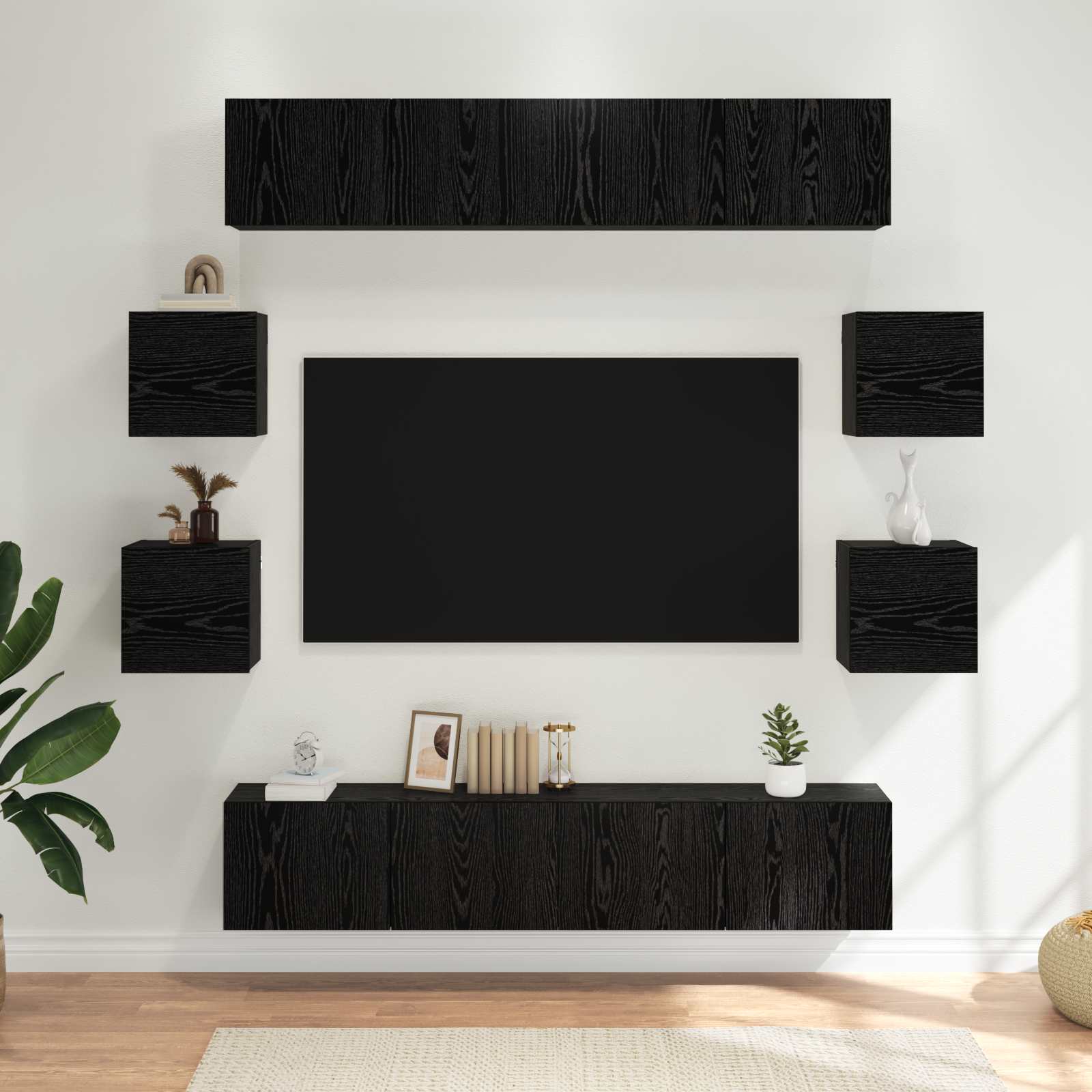 Conjunto de mueble de TV 5 pcs brillante Madera de ingeniería