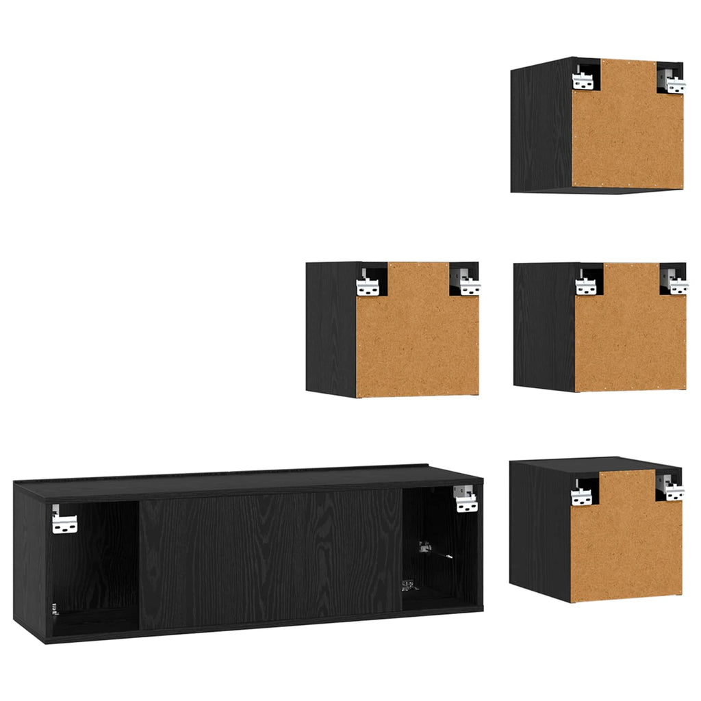 Conjunto de mueble de TV 5 pcs 100 x 30 x 30 cm Roble Negro