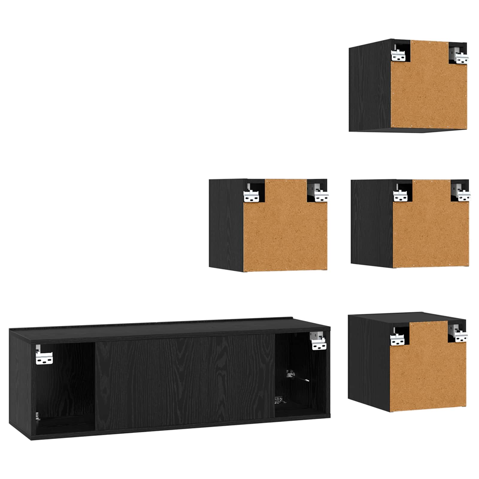 Conjunto de mueble de TV 5 pcs 100 x 30 x 30 cm Roble Negro