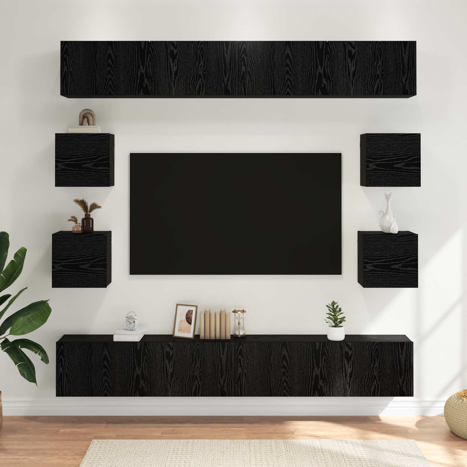 Conjunto de mueble de TV 5 pcs brillante Madera de ingeniería