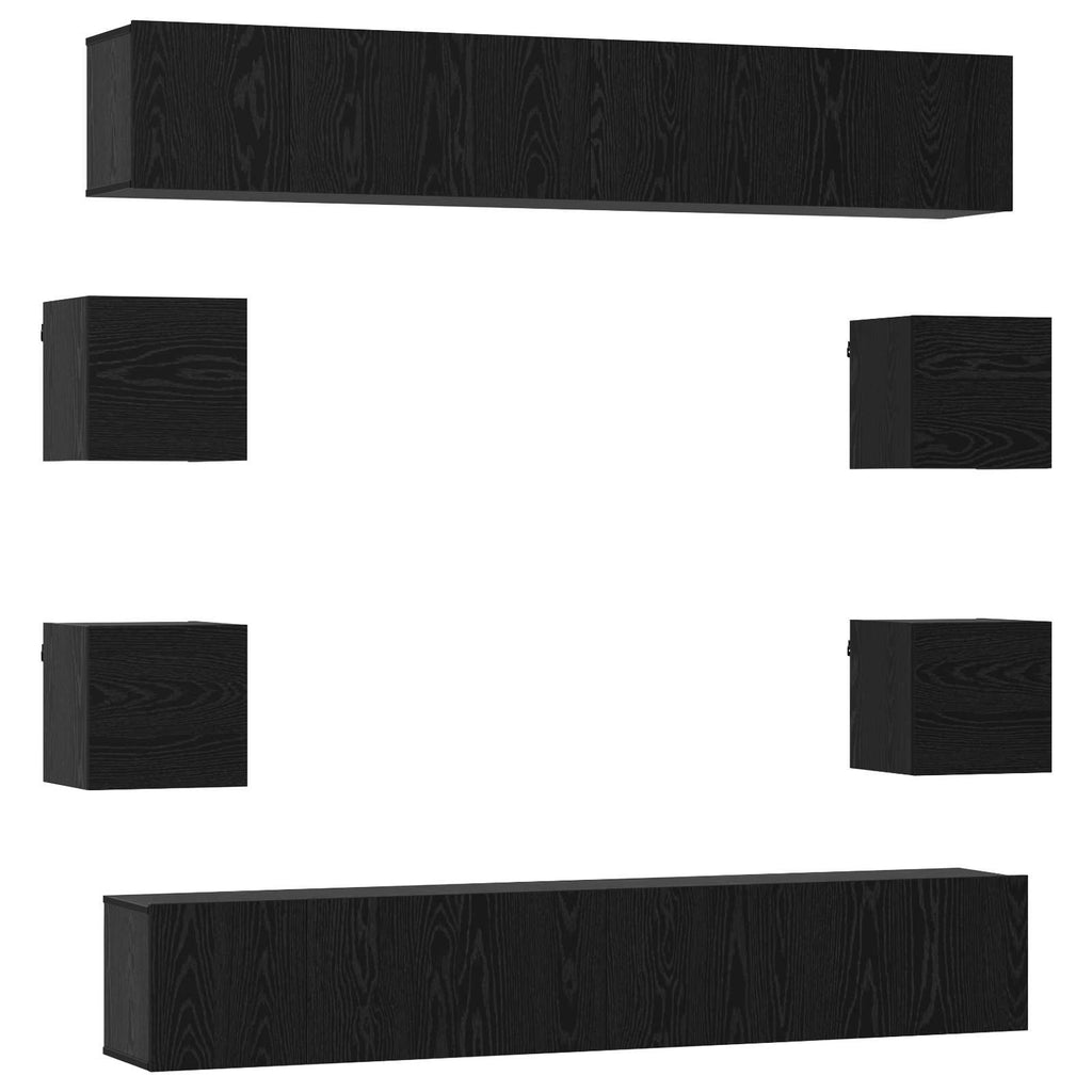 Conjunto de mueble de TV 10 pcs 180 x 30 x 30 cm Roble Negro