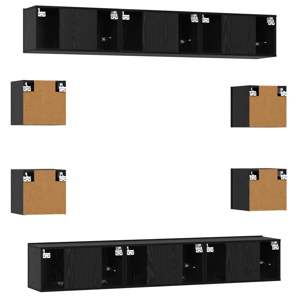 Conjunto de mueble de TV 10 pcs 180 x 30 x 30 cm Roble Negro