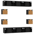 Conjunto de mueble de TV 10 pcs 180 x 30 x 30 cm Roble Negro