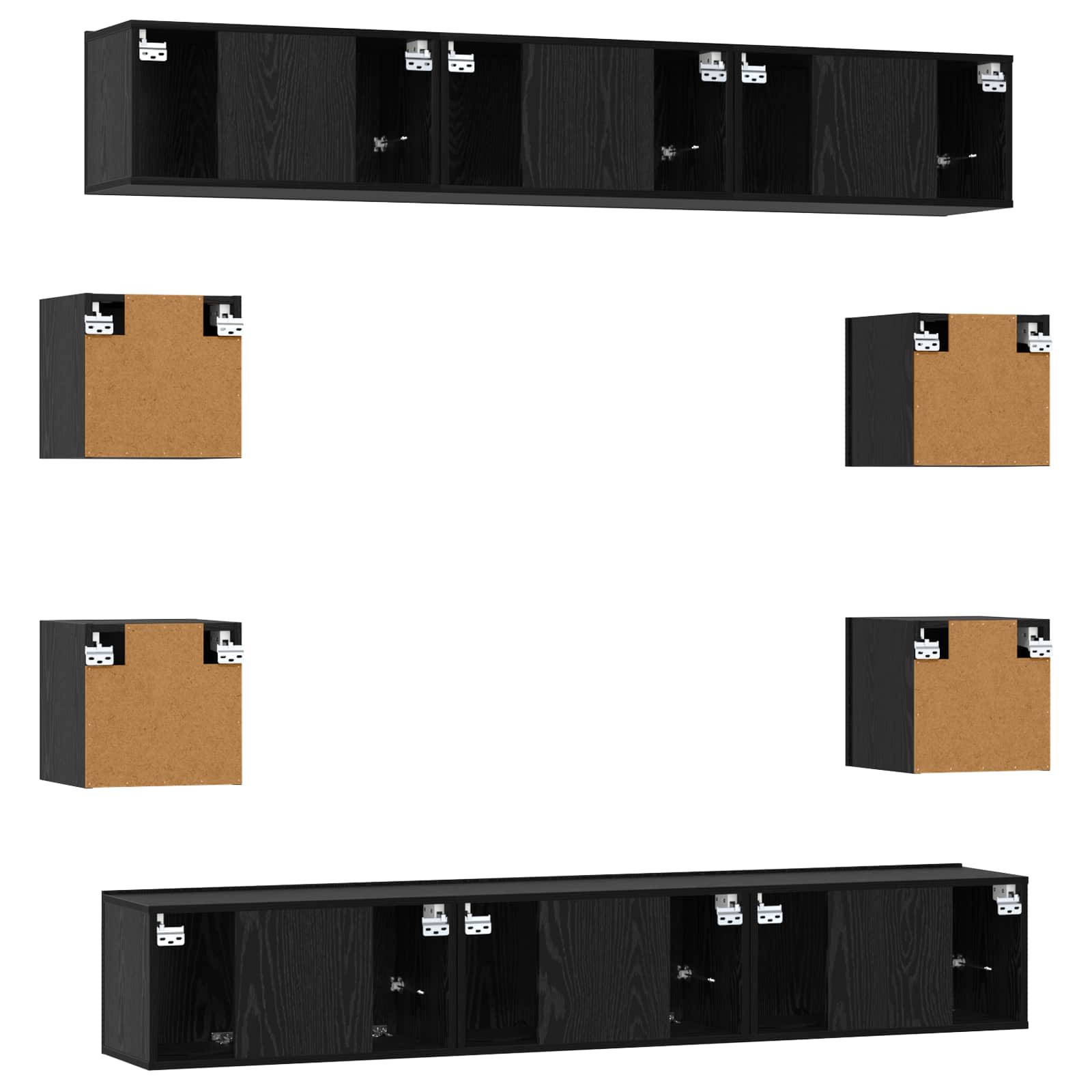 Conjunto de mueble de TV 10 pcs 180 x 30 x 30 cm Roble Negro