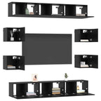Conjunto de mueble de TV 10 pcs 180 x 30 x 30 cm Roble Negro