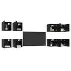 Mueble para TV montado en la pared 8 pcs Roble Negro