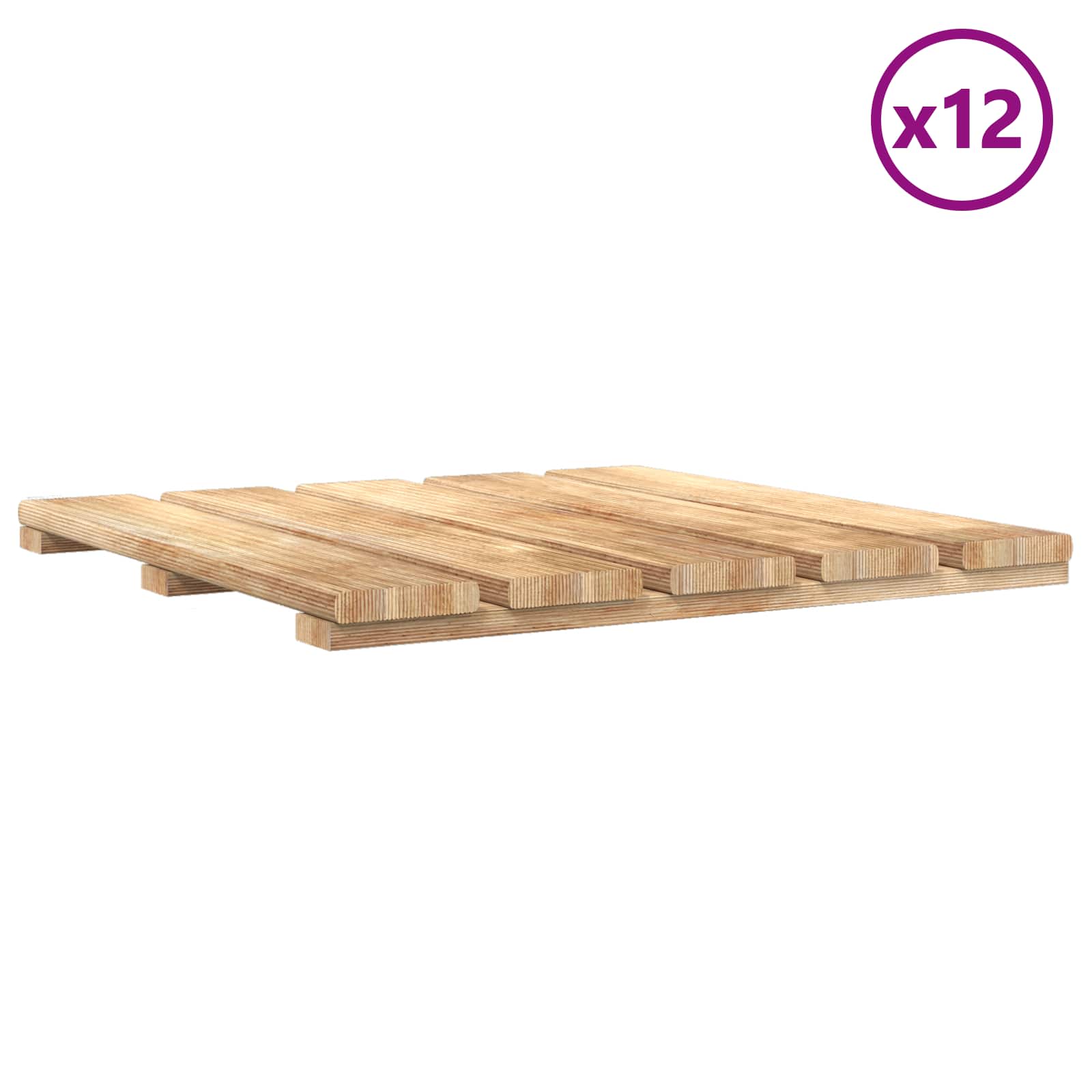Tile de Decking 12 pcs Marrón 50 x 50 cm Pino Impregnado Verde