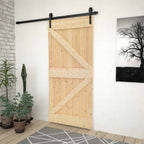 Sliding Door Natural and Black 80 x 210 cm