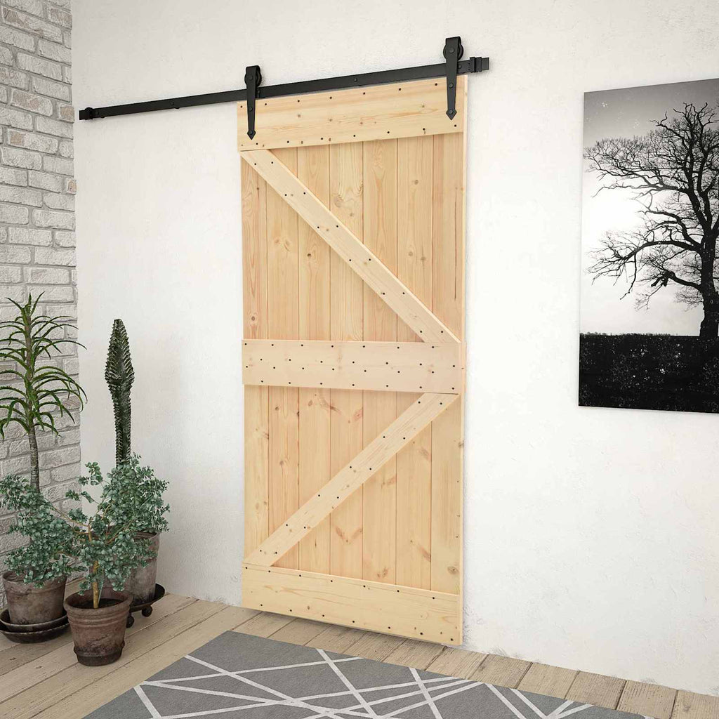 Puerta Corredera Natural y negro 85 x 210 cm