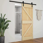 Sliding Door Natural and Black 90 x 210 cm