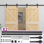 Sliding Door 2 pcs Natural and Black Solid Pine Wood
