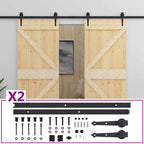 Puerta Corredera 2 pcs Natural y negro Madera de Pino Maciza
